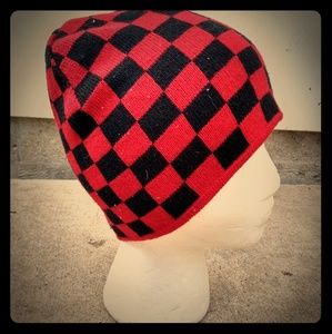 Checkered Stripped Reversible Beanie